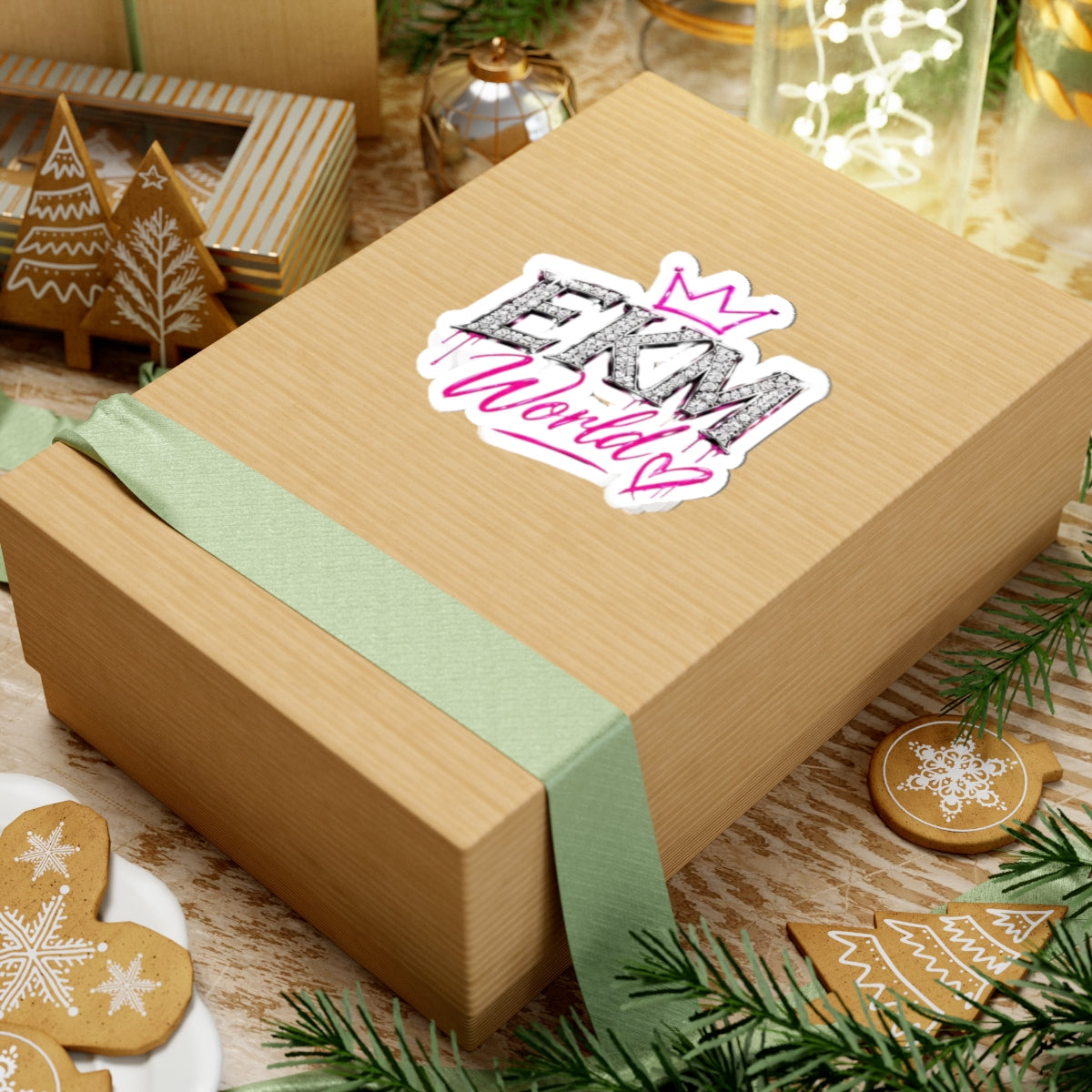EKM World Kiss-Cut Sticker — Pink Crown Drip Design