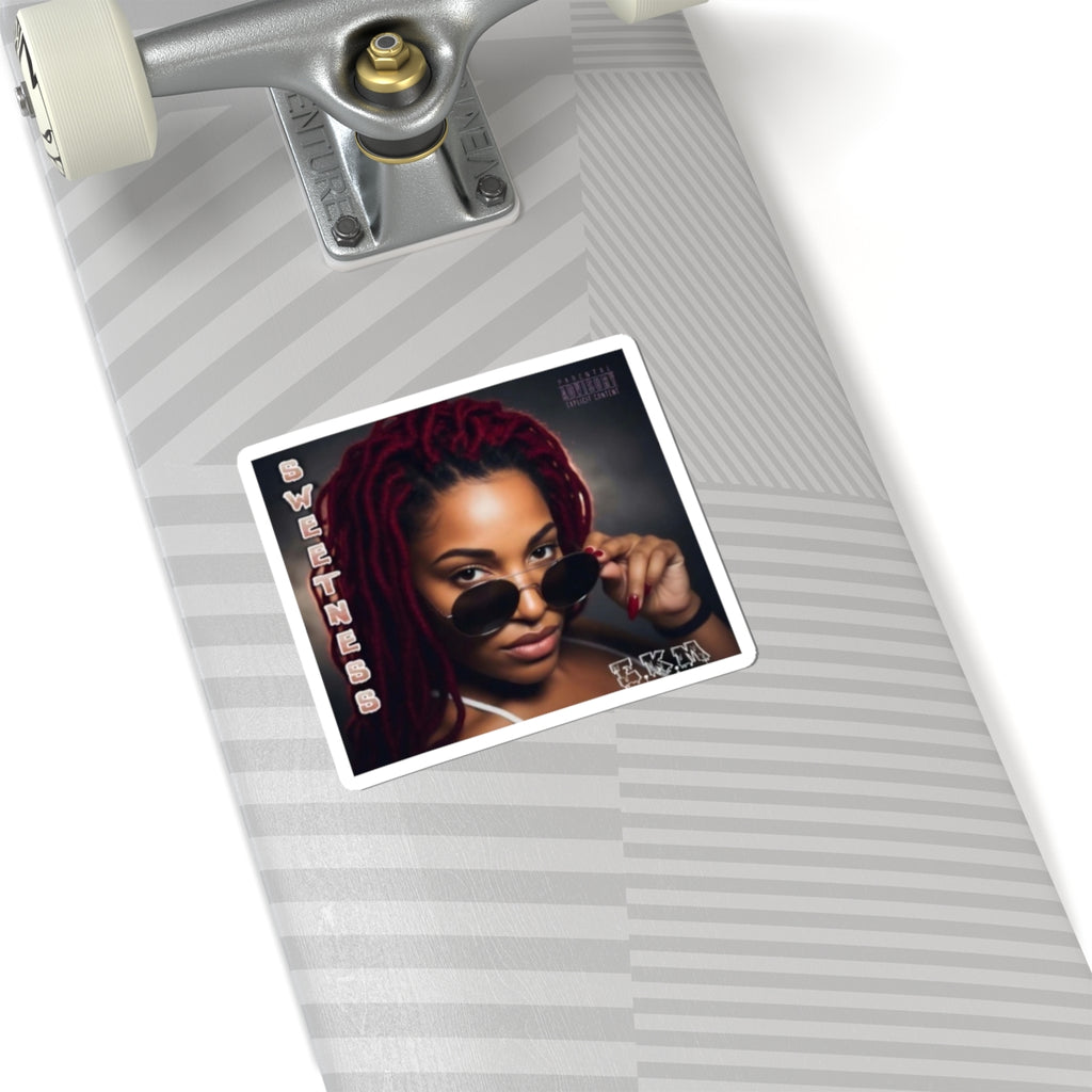 Sweetness Portrait Kiss-Cut Sticker — Retro Sunglasses Woman Laptop Decal