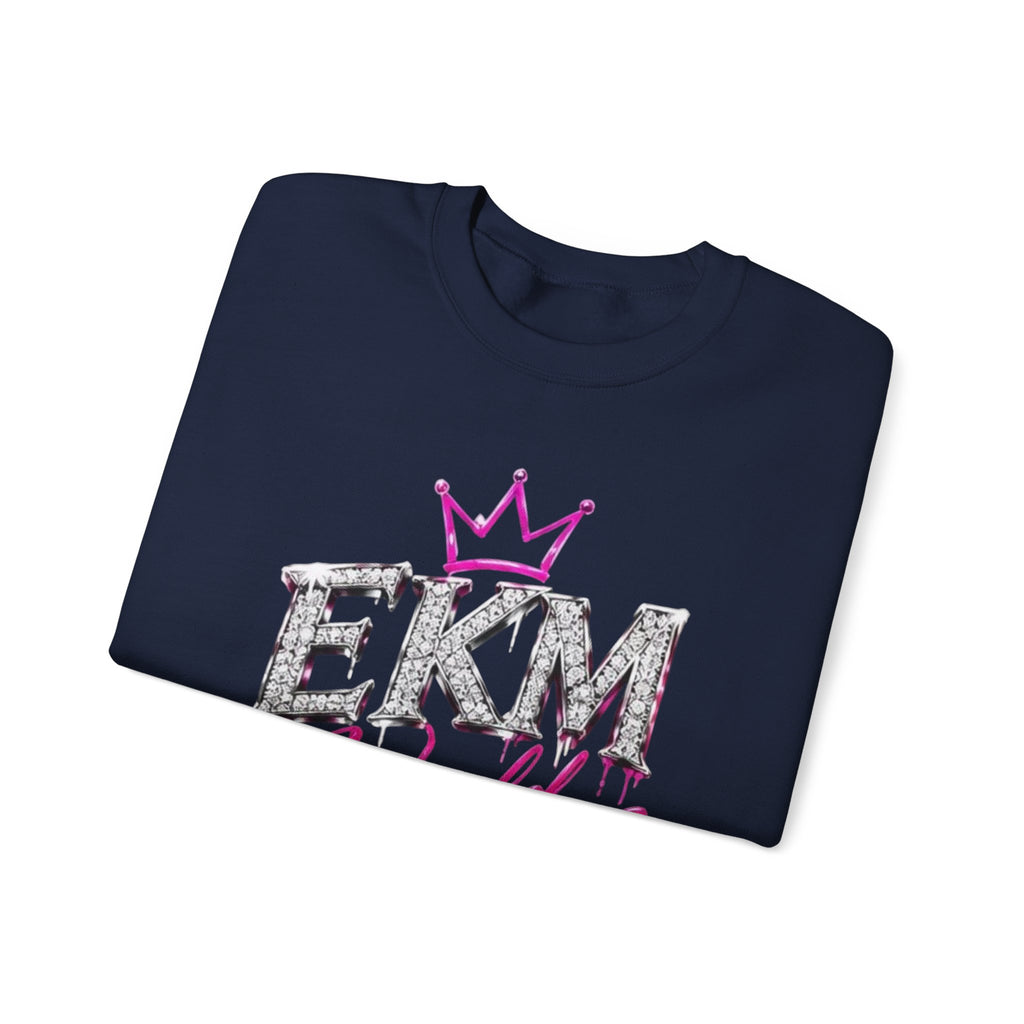 EKM World Crown Crewneck Sweatshirt — Pink Glitter Graphic