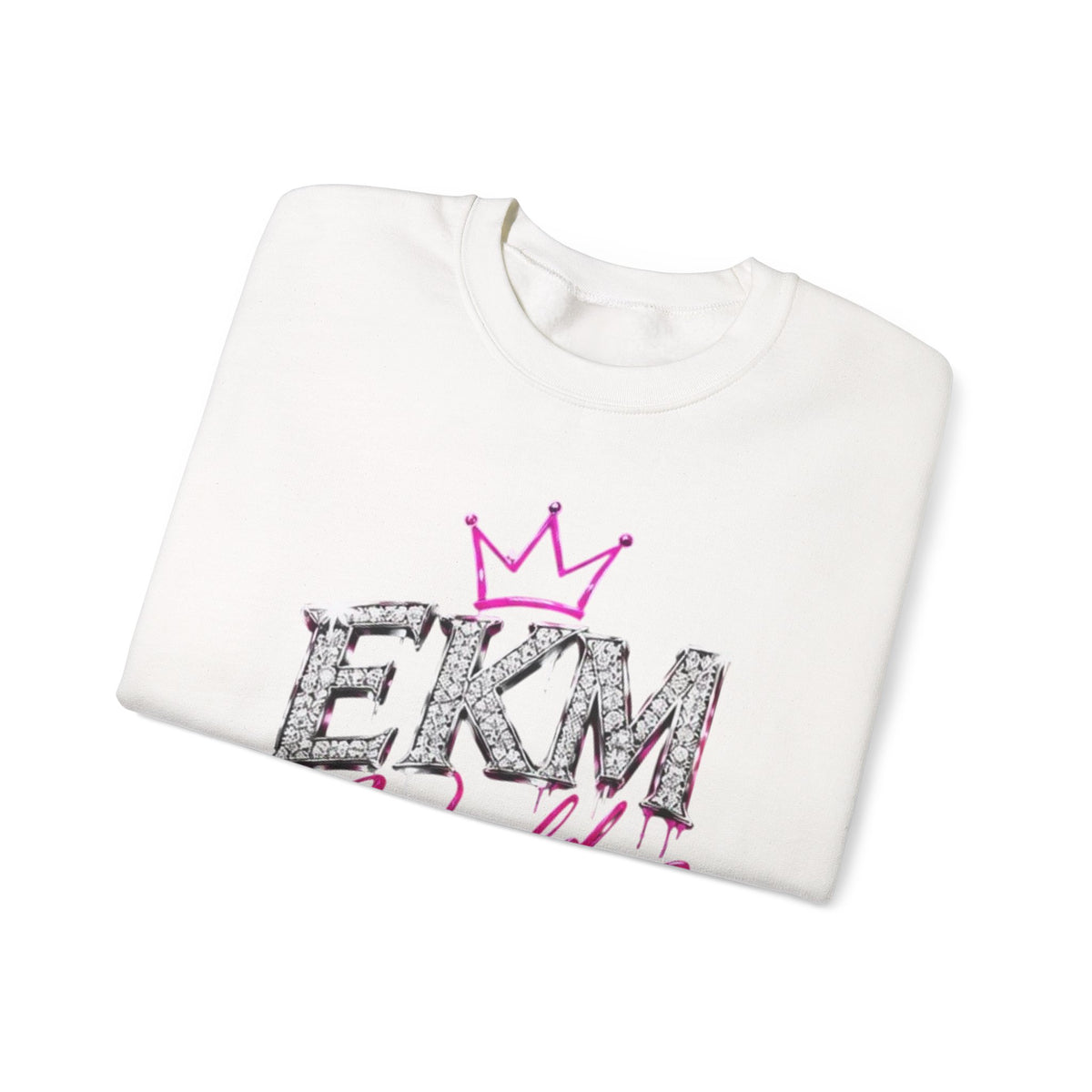 EKM World Crown Crewneck Sweatshirt — Pink Glitter Graphic