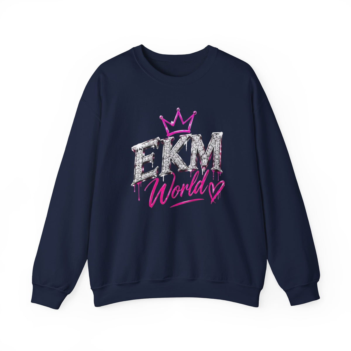EKM World Crown Crewneck Sweatshirt — Pink Glitter Graphic