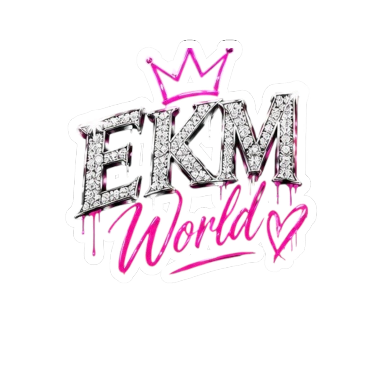 EKM World Kiss-Cut Sticker — Pink Crown Drip Design