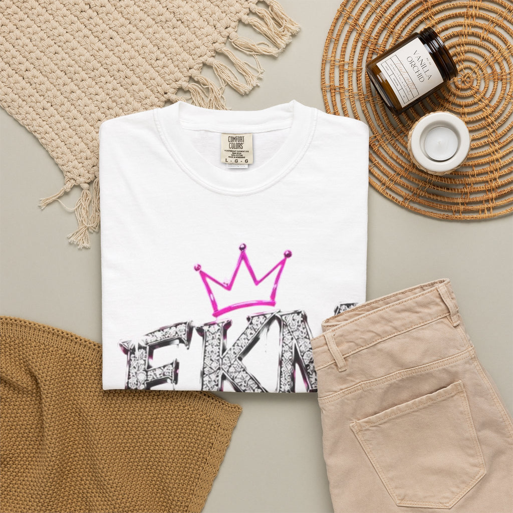 EKM World Graphic T-Shirt — Pink Crown & Globe Streetwear Shirt