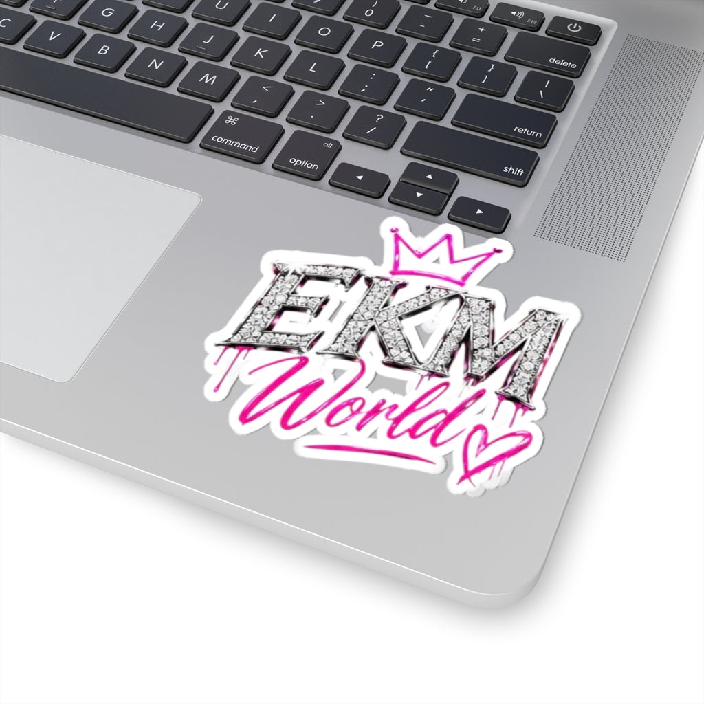 EKM World Kiss-Cut Sticker — Pink Crown Drip Design