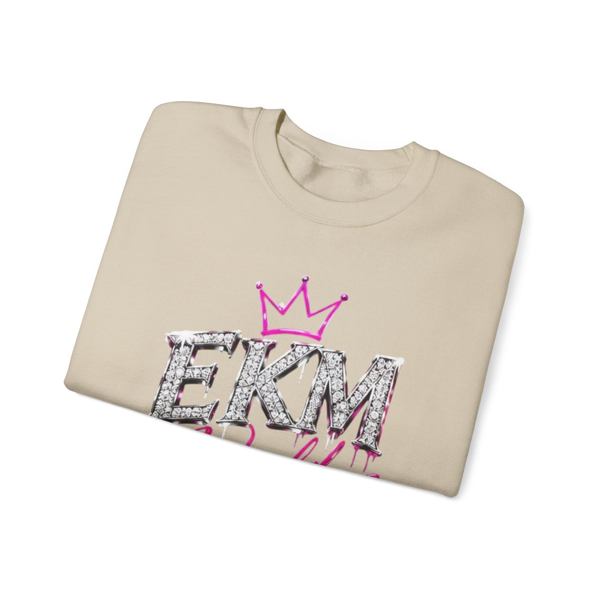 EKM World Crown Crewneck Sweatshirt — Pink Glitter Graphic