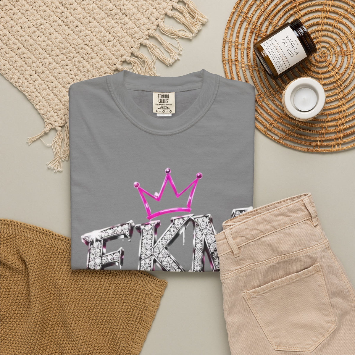 EKM World Graphic T-Shirt — Pink Crown & Globe Streetwear Shirt