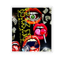 Retro Pop-Art Lips Sticker — Kiss-Cut Graphic Sticker with Microphone, Candy & Money