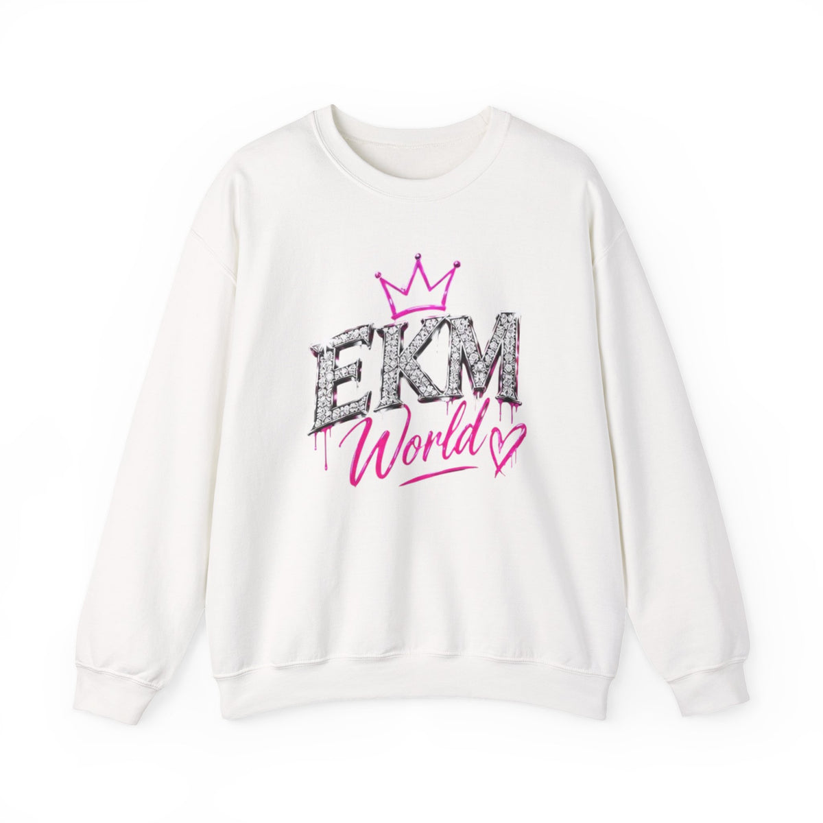 EKM World Crown Crewneck Sweatshirt — Pink Glitter Graphic