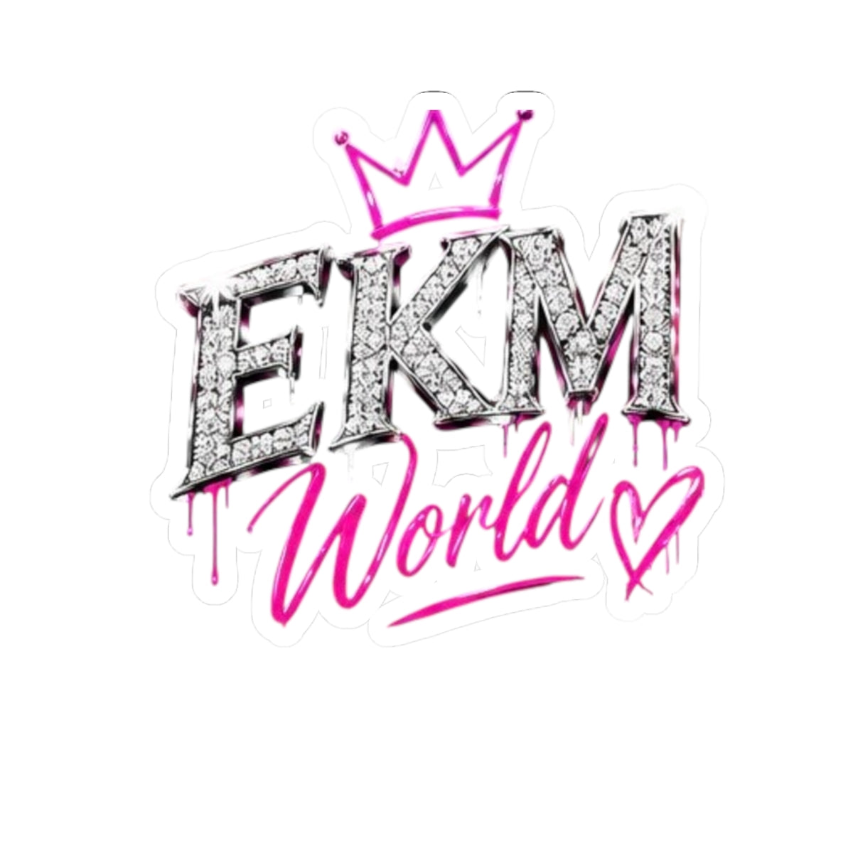 EKM World Kiss-Cut Sticker — Pink Crown Drip Design
