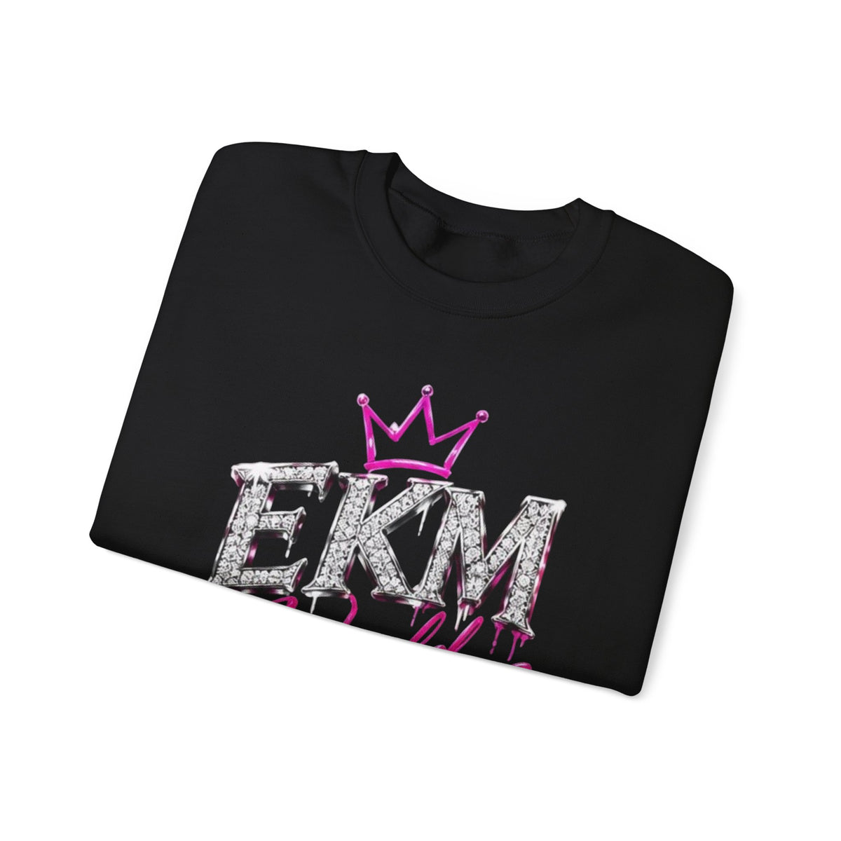 EKM World Crown Crewneck Sweatshirt — Pink Glitter Graphic
