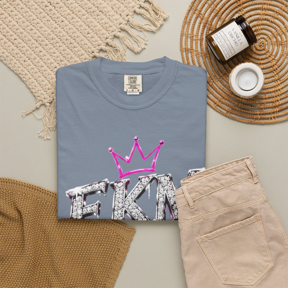 EKM World Graphic T-Shirt — Pink Crown & Globe Streetwear Shirt