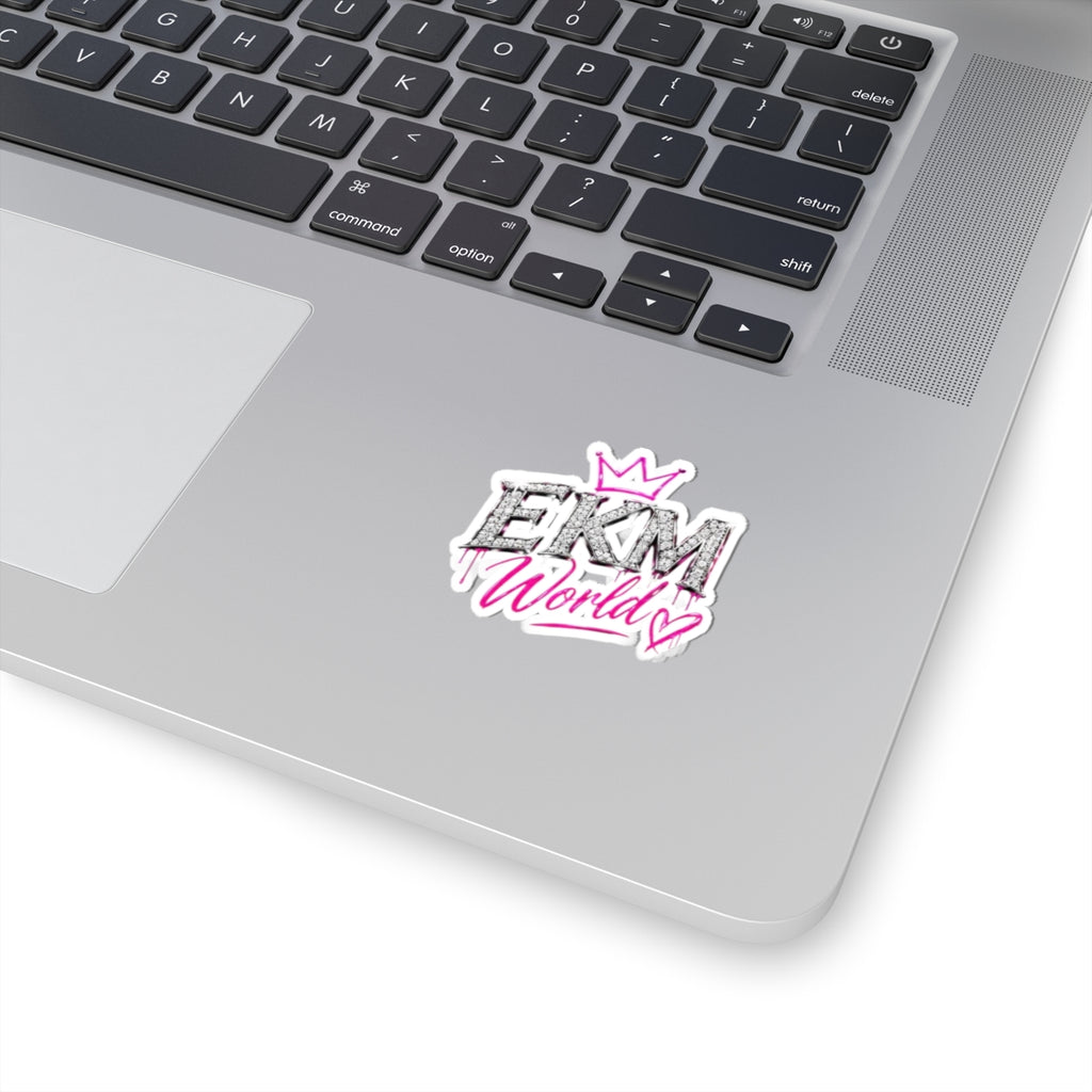 EKM World Kiss-Cut Sticker — Pink Crown Drip Design