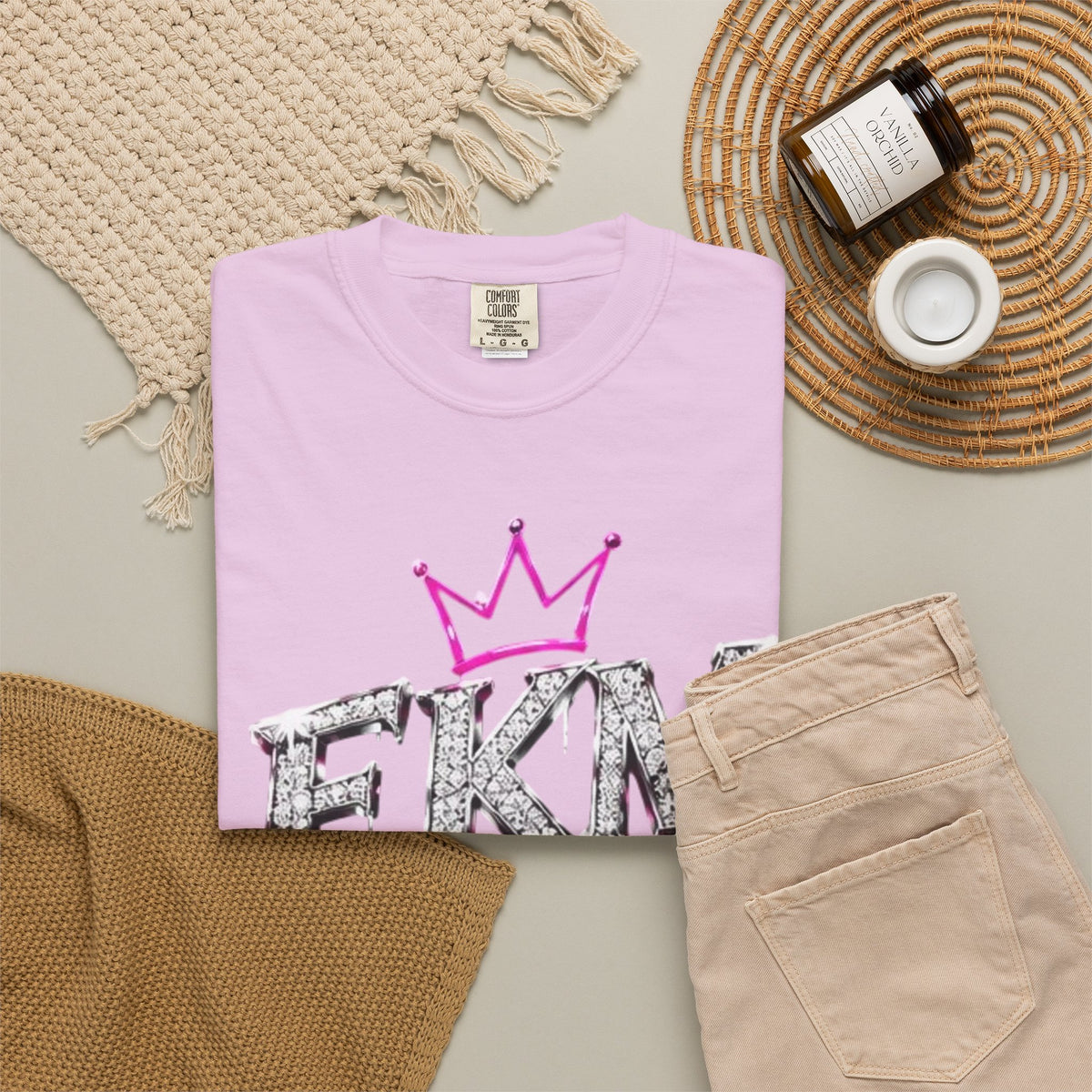 EKM World Graphic T-Shirt — Pink Crown & Globe Streetwear Shirt