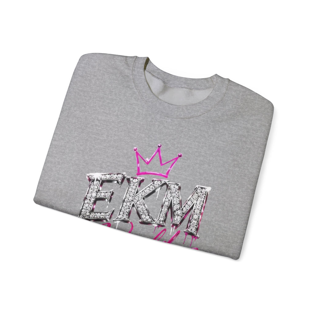 EKM World Crown Crewneck Sweatshirt — Pink Glitter Graphic