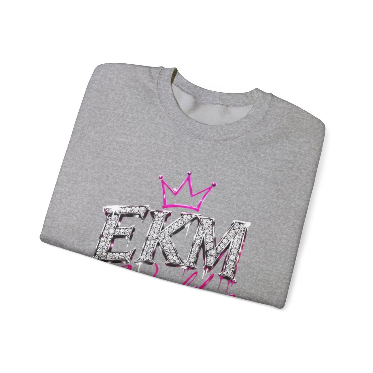 EKM World Crown Crewneck Sweatshirt — Pink Glitter Graphic