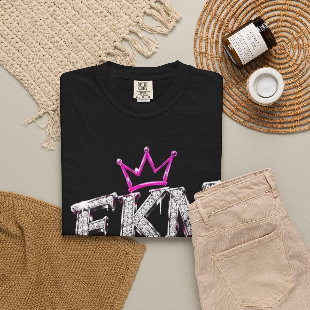EKM World Graphic T-Shirt — Pink Crown & Globe Streetwear Shirt