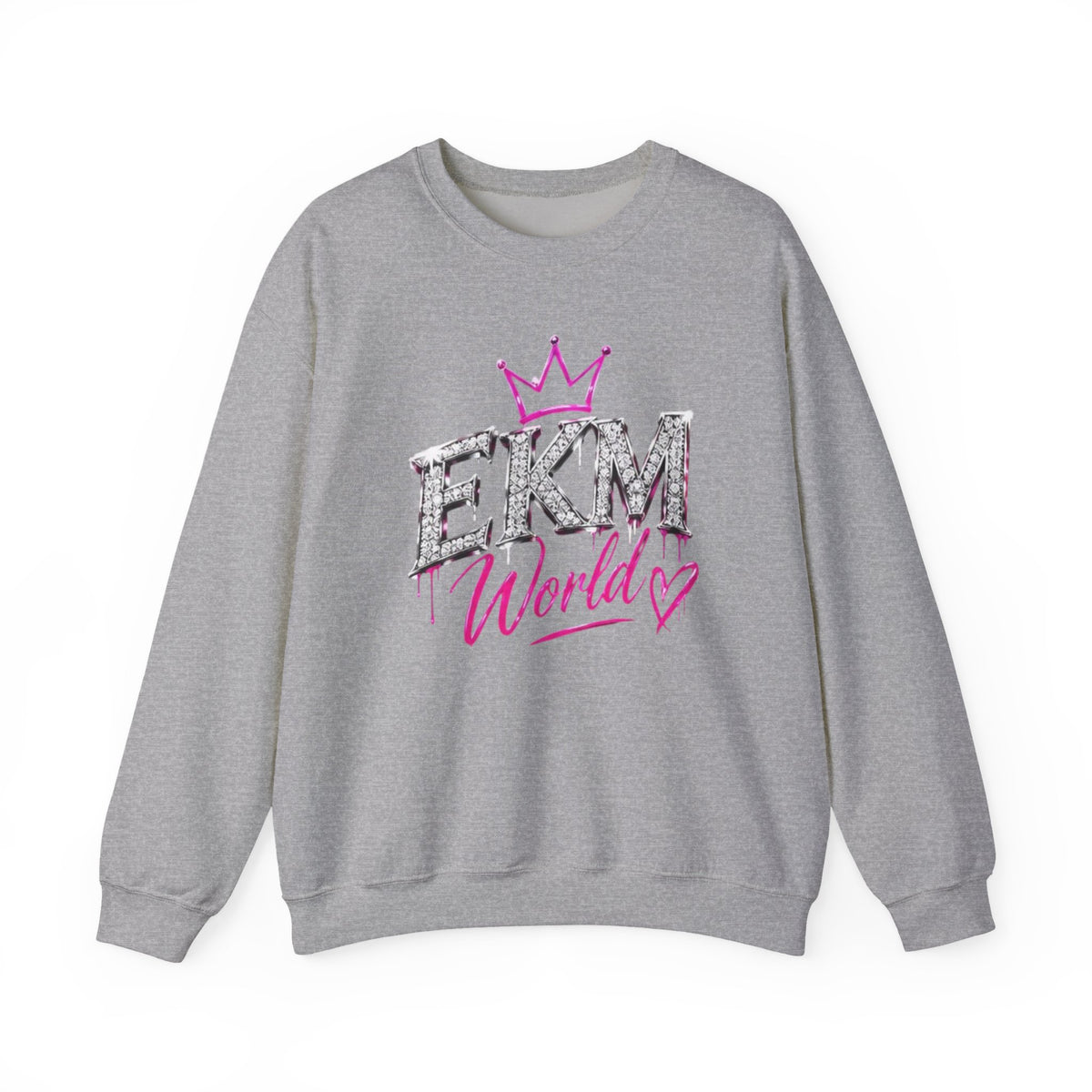 EKM World Crown Crewneck Sweatshirt — Pink Glitter Graphic