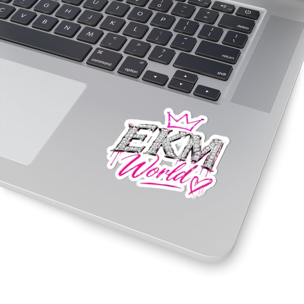 EKM World Kiss-Cut Sticker — Pink Crown Drip Design
