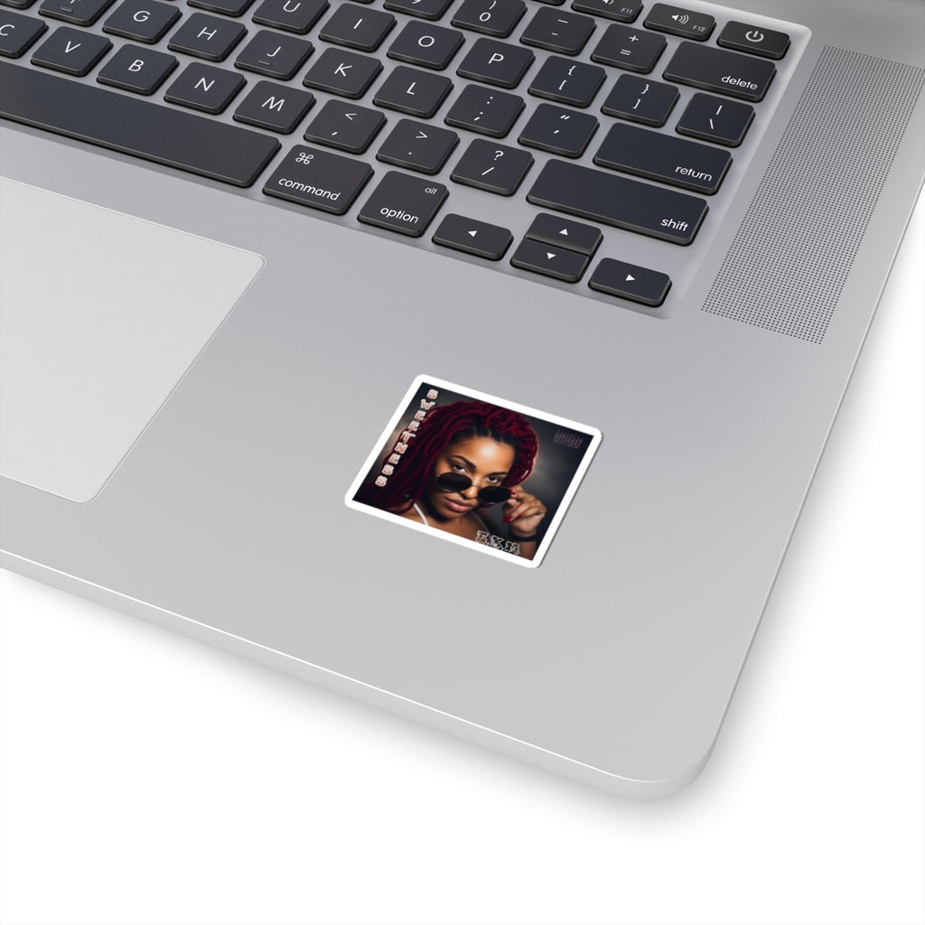 Sweetness Portrait Kiss-Cut Sticker — Retro Sunglasses Woman Laptop Decal