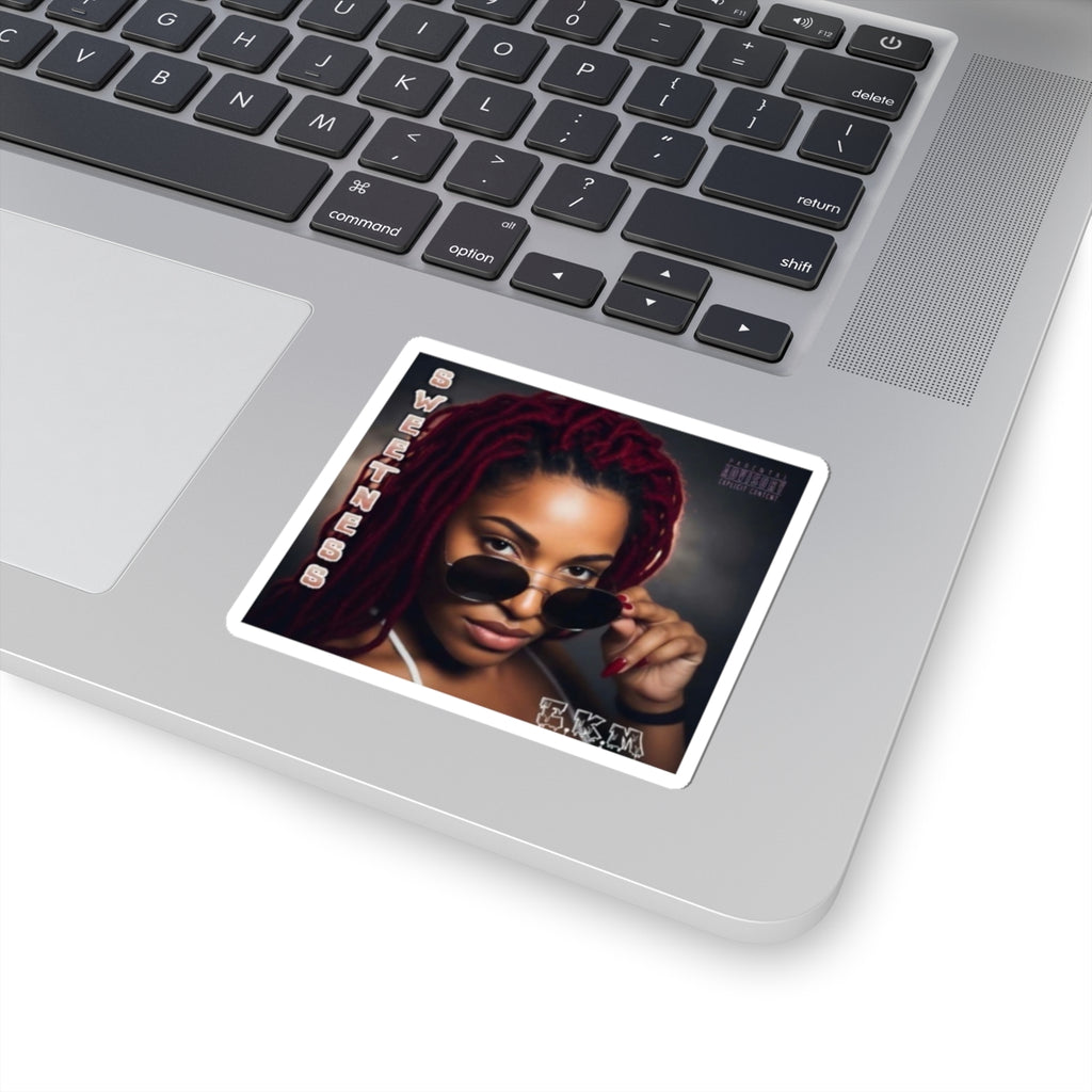 Sweetness Portrait Kiss-Cut Sticker — Retro Sunglasses Woman Laptop Decal