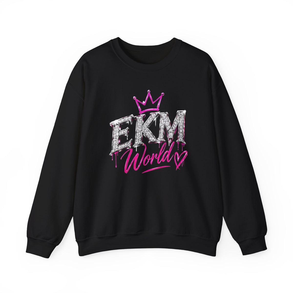 EKM World Crown Crewneck Sweatshirt — Pink Glitter Graphic
